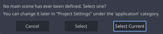 The main scene selection dialog